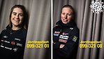 Ebba Andersson och Sandra Näslund med telefonnummer för Jerringpriset 2023. Foto: Bildbyrån.